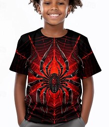 Недорогие -Мальчики 3D SPIDER Футболка Рубашка С короткими рукавами 3D печать Лето Активный Спорт Мода Полиэстер Дети 3-12 лет Вырез под горло на открытом воздухе Повседневные Стандартный