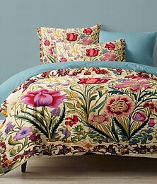 voordelige -l.t.home 100% katoenen satijnen dekbedovertrekset omkeerbaar premium 300 draaddichtheid floral elite beddengoedset queen kingsize