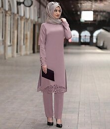 preiswerte -Damen Hosen Austattungen Abaya Dubai islamisch Arabisch arabisch Muslim Ramadan Feste Farbe Erwachsene Kostüm