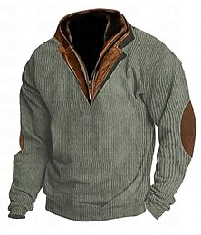 abordables -Hombre Sudadera Albaricoque Azul Marino Marrón Café Verde claro Cuello Mao Bloque de color Retazos Deporte Diario Festivos Pana Vintage Ropa de calle Básico Otoño invierno Ropa Sudaderas con capucha