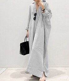 economico -Per donna Nero Bianco Verde chiaro Estate Primavera Autunno Abito maxi Abiti in cotone e lino Vestito Casual Abito a Tubino Essenziale Casual All'aperto Abito Invernale Vacanza Vestibilità comoda A