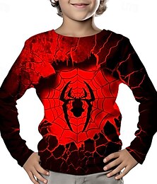 economico -Da ragazzo 3D SPIDER T-shirt Camicie Manica lunga Stampa 3D Primavera Autunno Sportivo Di tendenza Streetwear Bambino 3-12 anni Girocollo Esterno Informale Giornaliero Standard