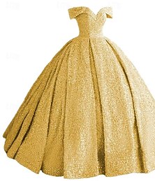 abordables -Robes de bal à paillettes scintillantes robe longue de bal épaules dénudées robes de quinceanera robes de soirée à paillettes gonflées pour invité de mariage