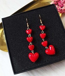 economico -Rosso Bianco Orecchini a goccia Classico Cuori Moda Semplice Orecchini Gioielli Bianco / Rosso Per Matrimonio San Valentino Fidanzamento 1 paio
