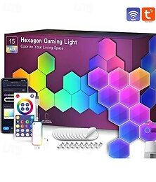 cheap -Smart Hexagon Lights, DIY Hexagon Gaming LED Light with App Remote Control Music Sync RGBIC Wall Light Panels For Gaming Room, Bedroom, Living Room Decor