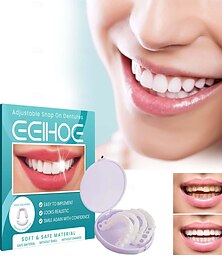 preiswerte -1 Paar verstellbare Schnappprothesen, 2 Stück Zahnschutz-Mundschutz, transparente Zahnspange, natürliches Fake-Furnier, Prothesendekorationen für den Alltag