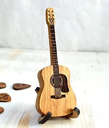 זול -תיבת פיק לגיטרה אקוסטית מעץ עם מעמד, תיבת גיטרה אישית לפיק