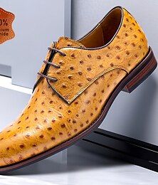 abordables -Hombre Oxfords Zapatos formales Zapatos De Vestir Cuero Piel de vaca italiana de plena flor Cómodo Antideslizante Cordones Amarillo