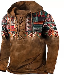 cheap -Men's Unisex Pullover Hoodie Sweatshirt Yellow Red Blue Brown Green Hooded Graphic Prints Lace up Print Sports & Outdoor Daily Sports 3D Print Designer Casual Boho Spring &  Fall Clothing Apparel