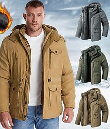 abordables -veste d'hiver à capuche pour hommes veste militaire parka chaude coupe-vent veste polaire doublée sherpa coupe-vent épaissir trench-coat vêtements d'extérieur léger respirant escalade voyage pêche ski kaki xl