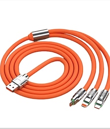 ieftine -Cablu de încărcare multiplu 3.9ft USB A la Lightning / micro / USB C 6 A Cablu Încărcător Încărcare Rapidă 3 în 1 Gel de silice lichid Pentru Samsung Xiaomi Huawei Accesorii de Mobil