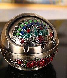 cheap -Ball-shaped Peacock Ashtray - Mini Metal Crafts Ashtray Gift - Suitable For Outdoor Indoor Decor