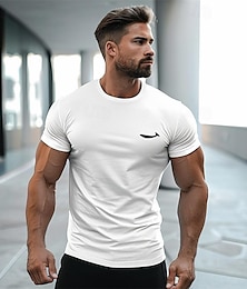 preiswerte -Herren Druck T Shirt T-Shirt 100% Baumwolle Kurzarm Grafik Hemd Weiß Grau Bequemes T-Shirt Straße Sport im Freien Modedesigner-Kleidung
