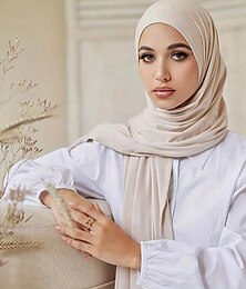 お買い得  -女性用 ショール ヒジャブスカーフ アラビア語 アラビア語 イスラム教徒 ラマダン 純色 成人 ショール