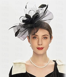 economico -fascinators Accessori per capelli Pelle A rete Matrimonio Evento Kentucky Derby Corsa di cavalli Festa delle donne Elegante Matrimonio Nuziale Con Piume Fantasia floreale Copricapo Copricapo