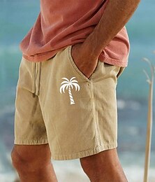 cheap -Coconut Tree Men's Cotton Shorts Summer Hawaiian Shorts Beach Shorts Print Drawstring Elastic Waist Breathable Soft Shorts Casual Daily Holiday Streetwear