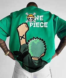 abordables -One Piece Roronoa Zoro T-Shirt Dibujos Vuelta al cole Anime Harajuku Gráfico Kawaii Camiseta Para Hombre Mujer Adulto Estampado en caliente Casual Diario