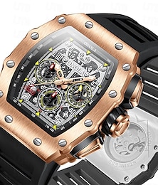 abordables -Reloj Mecánico ONOLA para Hombre Reloj Deportivo al Aire Libre Casual Automático de Carga Calendario Luminiscente Reloj de Gel de Silicona Resistente al Agua
