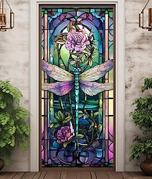 levne -vitráže vážka kryty dveří nástěnná malba výzdoba dveří tapisérie dveřní závěs dekorace pozadí dveřní banner odnímatelný pro přední dveře vnitřní venkovní domácí dekorace pokoje farma výzdoba zásoby