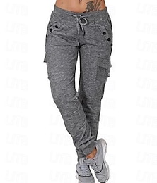 billige -kvinners fritids-/sporty fritids joggebukser joggebukser flere lommer elastisk snøring design full lengde bukser fritid sport helg vanlig komfort mørkegrå 2xl