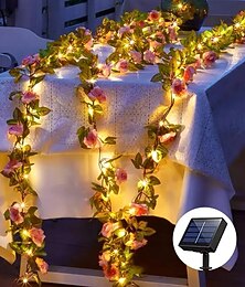 abordables -Guirlande lumineuse solaire en forme de rose, 2 m, 20 LED, étanche, pour jardin, maison, chambre à coucher, fête, vacances, mariage, Noël, jardin, décoration de la Saint-Valentin