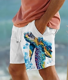 ieftine -broasca țestoasă de mare stațiune pentru bărbați pantaloni scurți imprimați 3d trunchi de baie cu șnur elastic din talie cu căptușeală din plasă aloha stil hawaian vacanță plajă de la s la 3xl