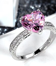 economico -Anello Matrimonio Classico Rosa Rame Classico Pietre dei segni Dolce 1 pc Opale