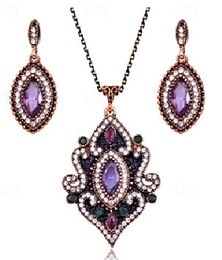 cheap -Jewelry Sets For Womenindian Style Rhinestone Inlaid Flower Necklace Earrings Wedding Jewelry Set