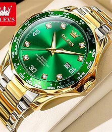 お買い得  -OLEVS メンズ クォーツ 時計 ミニマリスト ファッション カジュアル 腕時計 輝く カレンダー 防水 ステンレススチール 時計