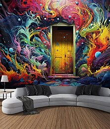 levne -blacklight gobelín uv reaktivní záře ve tmě záře party neonová barevná malba dveře psychedelický trippy mlhavý závěsný gobelín nástěnná malba pro obývací pokoj ložnice