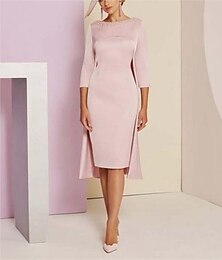 abordables -Ensemble de deux pièces robe fourreau mère de la mariée Kentucky élégantes robes invitée de mariage col bijou longueur genou sequins satin Italie manches 3/4 avec cristaux perles robe de derby robe