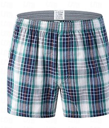 baratos -Homens 3 pacotes Roupa Íntima Boxer cueca boxer americana Algodão Respirável Imprimir Vermelho Azul