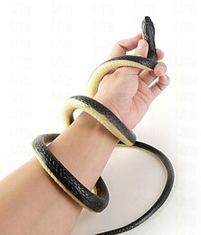 abordables -réaliste faux jouet en caoutchouc serpent noir faux serpents 49 pouces de long poisson d'avril