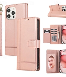 abordables -teléfono Funda Para iPhone 16 15 14 Pro Max Plus iPhone 13 12 11 Pro Max Mini Tarjetas billetera Espejo Cremallera Protector de cuerpo completo Diseño Geométrico TPU Cuero de PU