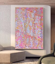 abordables -Mintura pinturas al óleo abstractas hechas a mano de flores rosas sobre lienzo, decoración de arte de la pared, imagen moderna para decoración del hogar, pintura enrollada sin marco y sin estirar