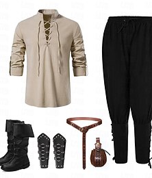 levne -Středověké Renesanční 17. století Střední délka Halenka / košile Cosplay kostým Kozačky Pirát Rytíř Viking Šňůrky Jednobarevné Maškarní kostým Pánské Viking Fantazie předvečer Všech svatých Plesov