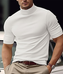 abordables -Hombre Camiseta Camiseta superior Plano Cuello Alto Calle Vacaciones Mangas cortas Ropa Moda Design Básico