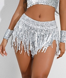 levne -dámská mardi gras sukně jiskřivá sukně mini sukně s nízkým pasem flitry střapec třásně jednobarevné představení party letní móda sexy stříbrná černá zlatá červená karnevalové téma