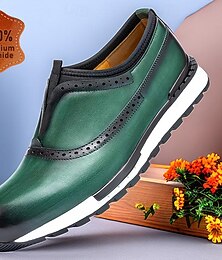 cheap -Men's Sneakers Comfort Shoes Leather Italian Full-Grain Cowhide Comfortable Slip Resistant Lace-up Black Burgundy Blue