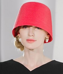 voordelige -hoed Polyesteri Stro Zomerhoed Strohoed Zonnehoed Bruiloft Casual Elegant Bruiloft Met Pure Kleur Helm Hoofddeksels