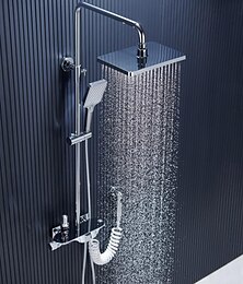 お買い得  -シャワーシステム / サーモスタットミキサーバルブ セットする - ハンドシャワーは含まれている にわか雨 マルチスプレーシャワー コンテンポラリー 電気メッキ 室外側取付け セラミックバルブ Bath Shower Mixer Taps