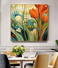 billiga -handgjord original oljemålning med blommor på duk abstrakt växtkonstmålning för heminredning med sträckt ram/utan målning av inre ram