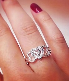 economico -Anello Matrimonio Stile vintage Bianco Rosa Rosso Rame Cuori Gioia Elegante Vintage Di tendenza