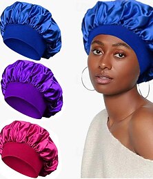Недорогие -Однотонная высокоэластичная спальная шапочка для взрослых с широкими полями для мужчин и женщин, модный уход за волосами, красота, шапочка для ванны, цветная шапочка для химиотерапии