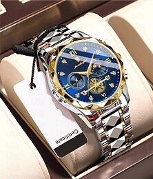 cheap -POEDAGAR Men Quartz Watch Fashion Casual Business Wristwatch Moon phase Luminous Calendar Chronograph Steel Watch