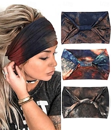 levne -boho široké čelenky v africkém stylu turban čelenky leopardí elastické vázané zavinovačky květinové elastické yaga vlasy outdoorové potítka módní doplněk pro černošky (set 6)