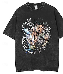 abordables -Yu Yu Hakusho Yusuke Urameshi Kurama Manches Ajustées T-shirt délavé à l'acide surdimensionné Imprime Art graphique Pour Couple Homme Femme Adulte Estampage à chaud Casual Quotidien