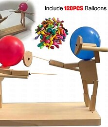 cheap -Handmade Wooden Fencing Puppets,Balloon Bamboo Man Battle Game for 2 Players, Whack a Balloon Party Games with 20PCS Balloons or includes 120PCS Balloons Toothpicks as Swords (Assemble By Yourself)