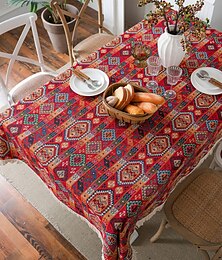 cheap -American Table Cloth Red Festival Jacquard Table Cloth Christmas Thick Table Cloth