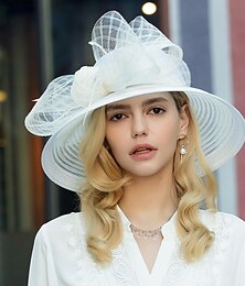 economico -Fascinators kentucky derby cappello in fibra di bowler / cappello a cloche cappello a secchiello cappello floscio da sposa tea party matrimonio elegante con fiocco di piume copricapo copricapo